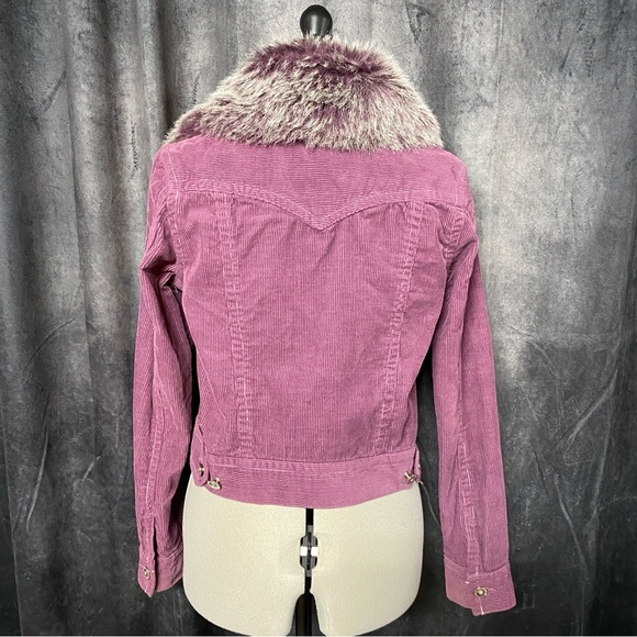 Purple Jean Jacket with Faux Fur Collar - Picture 3 of 4